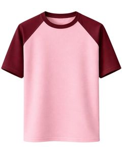 T-shirt à manches raglan rose bordeaux pour homme, décontracté, été, col rond, respirant, mélange de coton, doux, confortable, léger, à porter au quotidien - Product Image 1