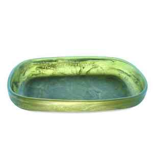 Bandeja Decorativa de Resina Brillante Pintada a Mano, Ecológica, Tradicional y Única, con Diseño de Remolinos en Tonos Jade, para Almacenamiento y Exhibición en el Hogar - Product Image 3
