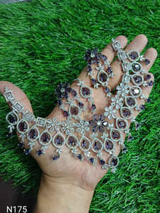 Conjunto de joyería nupcial de diamante americano clásico, collar y pendientes de dos piezas para boda, estilo clásico de moda - Product Image 4