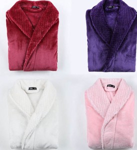 Robe de nuit en flanelle douce et ample en tricot uni, grande taille, automne/hiver, pour hommes et femmes - Product Image 2