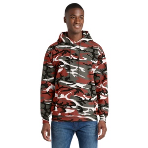Sudadera con capucha de invierno transpirable de forro polar para hombre, personalizada por fabricantes, estilo urbano, con bordado 3D de pedrería y patrón sólido de camuflaje para hombre - Product Image 1