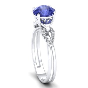 REYES Top Quality 14K Solid Gold IGI Certified Diamond <b>Statement</b> <b>Ring</b> For Women Round Cut 2 Carat Tanzanite Gemstone <b>Rings</b> - Product Image 3