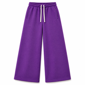 Pantalon évasé en polaire de haute qualité pour femme, coupe large, bas ouvert, style streetwear, personnalisable, vierge, pantalon évasé large sur mesure - Product Image 2