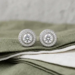 Boucles d'oreilles classiques à clous en diamant rond plaqué or 18 carats pour femmes, bijoux à porter au quotidien, tous les designs sont nouveaux, Ramdut Impex RD Ear 0064 - Product Image 2