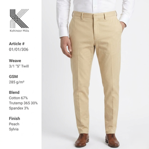 Pantalon chino extensible pour homme sur mesure, Trutemp 365, mélange de coton 285GSM, pantalon habillé décontracté, fabricant OEM ODM - Product Image 1