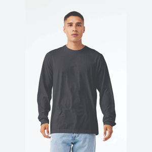 T-shirt à manches longues pour homme, col rond, coupe classique, style décontracté, couleur unie, jersey tricoté en coton - Product Image 4