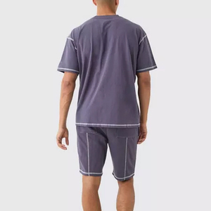 Ensemble t-shirt et short homme, nouvelle couleur personnalisée, haute qualité, coton bio, coupe ample, 2 pièces - Product Image 2