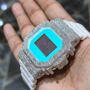 Digital <b>Watch</b> Women Rhinestone Square Case 20mm Silicone Band Fashion Luxe Style Quartz Movement White Dial - Product Image 2