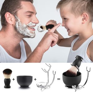 <b>Shaving</b> Brush Set Professional Stainless Steel Top Quality With Black Solid Wood Handle <b>Shaving</b> <b>Kit</b> for Men Includes <b>Shaving</b> - Product Image 5
