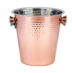 Cubo de hielo de cobre martillado con perillas, accesorios de bar hechos a mano por diseñadores, cubos de hielo de cobre de alta calidad - Product Image 1