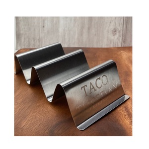 <b>Black</b> Stainless Steel Taco Holder Stand Heavy Duty Metal Taco Rack Tray Dishwasher Safe Food Grade For Restaurant Home Party - Product Image 2