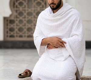 Serviette Jacquard Ahram Ihram en Coton Premium de Qualité Supérieure, Épaisse, Séchage Rapide, Lot de 2 Pièces, pour Hajj, Omra, Voyage, Très Absorbante, ODM, Sans Couture - Product Image 4