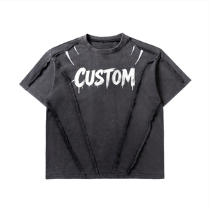 T-shirt Homme Oversize Personnalisé Lavage Acide Effet Vieilli Streetwear Manches Courtes Col Rond 100% Coton Jersey Respirant - Product Image 1