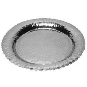 Modern Decorative Metal Display Tray Handmade for Elegant Residential InteriorsHandmade Metal Charger <b>Plate</b> Round Hammered - Product Image 1