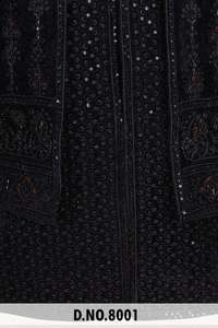 Sherwani Indo-Occidental en Velours Noir Premium pour Garçons, Tenue de Cérémonie Royale, Broderie Détaillée, Travail de Paillettes, Réversible, Spécial - Product Image 5