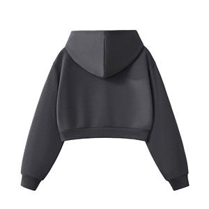 Sudadera Corta con Capucha para Mujer, Color Sólido, Informal, de Manga Larga, para Otoño, Talla Adulto, Sudadera de Forro Polar - Product Image 4