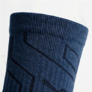 Crew Socks Geometric Pattern Navy Blue Breathable Polyester Spandex Basketball Athletic Socks for Adults Spring Season - Product Image 4