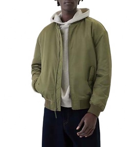 Chaqueta de bombardero de vuelo de nailon deportivo de diseño personalizado de Color sólido grueso de invierno de alta calidad para hombre - Product Image 3