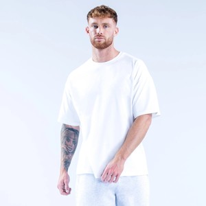 Camiseta de Algodón Oversize para Hombre con Logo Personalizado, Estilo Urbano High Street, Ajuste Holgado Casual, Lavado Vintage, Tejido Pesado, Top de Moda Liso - Product Image 1