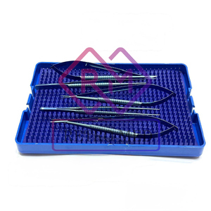 Micro needle holder micro scissors tissue plier micro velvart 5 pcs <b>set</b> 18 cm titanium blue <b>colour</b> BY MEDICAB INSTRUMENTS - Product Image 3