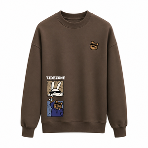 Tidezone Cartoon Bear Rabbit Printed Crew Neck Sweatshirt Men Regular Fit Autumn Casual Pullover Knitted <b>100</b>% Cotton - Product Image 2