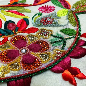 100% poliéster bordado a mano Jalabiya vestido tela encaje transpirable con técnicas no tejidas - Product Image 4