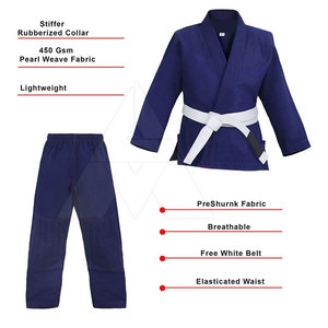 Uniforme de judo bleu 100% coton, coupe classique, vêtements d'arts martiaux durables, style pantalon - Product Image 4