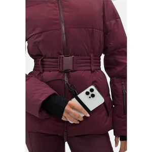 Custom <b>Women</b> Ski Suit Set <b>Waterproof</b> Windproof <b>Puffer</b> <b>Jacket</b> and Slim Pants 2 Piece Snowboard Suit with Hood and Belt - Product Image 6