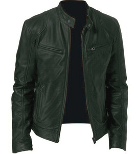 Men's Stand-up Collar Winter Motorcycle <b>Jacket</b> PU Leather Breathable Casual - Product Image 1