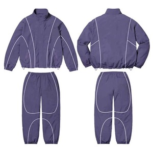 Custom Winter Hooded Casual Solid Windbreaker Set Breathable Nylon Sport <b>Jacket</b> Zip-Up Windproof <b>Workout</b> Pants - Product Image 1