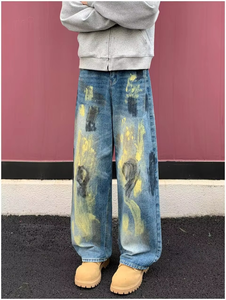Fabricant de denim – Nouveaux jeans unisexes vintage en coton, coupe droite et large, style baggy, pour hommes - Product Image 4