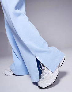 Pantalon de jogging tricoté en molleton bleu clair, très tendance, coupe large, taille haute, avec cordon de serrage, coupe ample, longueur intégrale, décontracté, avec lettres - Product Image 5