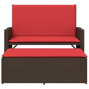 Banco de patio de ratán sintético marrón con cojines y reposapiés, elegante mueble de exterior para sentarse - Product Image 5