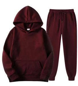 Ensemble de survêtement unisexe à capuche gris uni, manches longues, décontracté, pour l'automne, respirant, 100 % coton, poids moyen, coupe classique avec cordon de serrage - Product Image 2