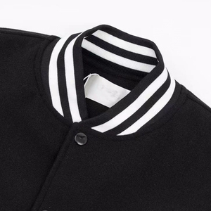 EDOOR WEARS Men's Black White Varsity Jacket Regular Fit Stand Collar <b>Covered</b> <b>Button</b> Closure Windproof Breathable Casual - Product Image 6