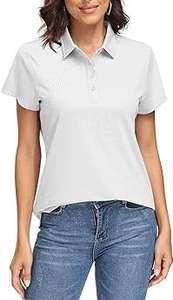 Polo ajusté pour femme de haute qualité, 100 % coton, col en V, à bon prix, avec logo imprimé superposé - Product Image 5