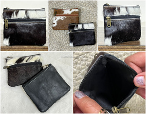 Wholesale Handmade Hair-On Hide Cowhide Leather Coin <b>Purse</b> <b>Small</b> Wallet Genuine Leather Card Holder Western Style <b>Purse</b> Unisex - Product Image 3