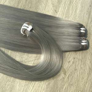 Vente en gros, cheveux bruts droits osseux, cheveux humains vietnamiens, couleur grise, haute qualité, cheveux doublement étirés - Product Image 1