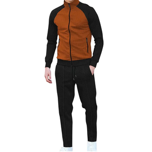 Men's Orange <b>Black</b> Color Blocking Tracksuit Full Sleeve Zipper Fly Casual Wear <b>All</b> Season Regular Fit Midweight Polyester Cot - Product Image 5