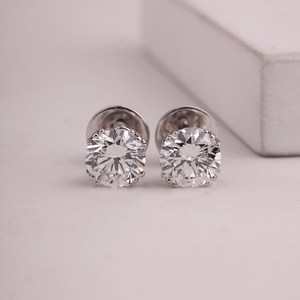 Moissanite Round Brilliant Cut Diamond Stud <b>Earrings</b> 925 Sterling <b>Silver</b> Cute Women Luxury <b>Wedding</b> Jewelry Gift For Lovers - Product Image 1
