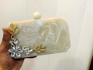 Stylish Handmade Resin <b>Box</b> <b>Handbag</b> Women's Clutch Evening Purse Wedding Party Luxury Collection Customized Design - Product Image 2