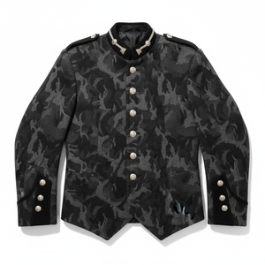 Veste doublette écossaise unisexe Premium MEGAMAPLE IMA-MCU-001 - Noire, uniforme tactique de bagarreur et de tambourier, protection intégrée - Product Image 1
