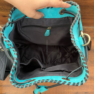 OEM sac seau pour femmes en cuir suédé usiné à la main avec point de démarrage personnalisé sacs à bandoulière vintage en cuir véritable - Product Image 6