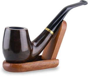 Pipe à tabac, pipe à fumer artisanale en ébène pour débutants - Support et étui inclus - Product Image 1