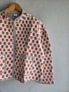 Quilted <b>Jacket</b> Women's <b>Mandarin</b> <b>Collar</b> Full Sleeve Printed Cotton Autumn Style Regular Length Button Closure gift for her - Product Image 5