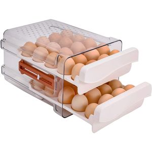 40 Capacity Transparent Egg Storage Container Household 2 Drawers Chicken Egg Holder for <b>Refrigerator</b> Storage - Product Image 1