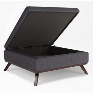 Owen Slate Grey Square <b>Storage</b> Ottoman Stylish Coffee Table <b>Stool</b> & Ottoman - Product Image 6