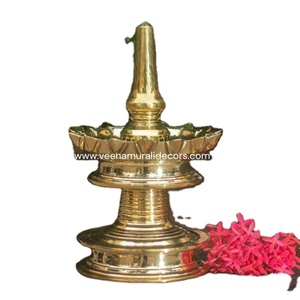 Classic Brass Oil Lamp <b>Set</b> with Ornate Back Design, Multi Diya Stand for Home Temple Puja, Religious Rituals and Festive Decor - Product Image 1