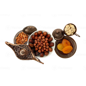 Plat de service rond en métal oriental avec couvercle, motif gravé, pour dattes et noix, vaisselle décorative - Product Image 5