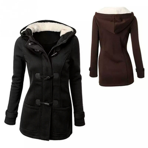 Women Slim Fit Toggle Duffle <b>Coat</b> Sherpa <b>Lined</b> Hooded Winter Jacket Casual Fleece Warm Tailored Ladies Outerwear - Product Image 4